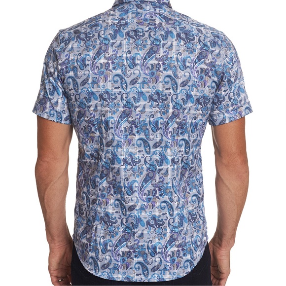 ROBERT GRAHAM ‘SHAW’ PLAID PAISLEY SHORT SLEEVE TAILORED FIT SHIRT - Picture 2 of 12